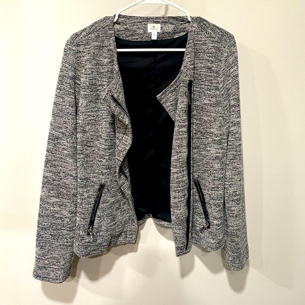 Gray and white work jacket with zipper - Picture 1 of 1